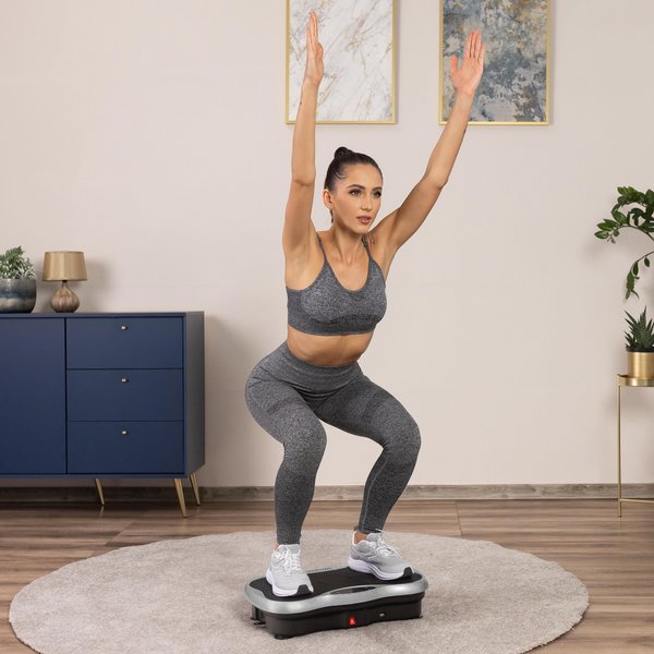 Platforma wibracyjna z pilotem Gymtek - srebrna