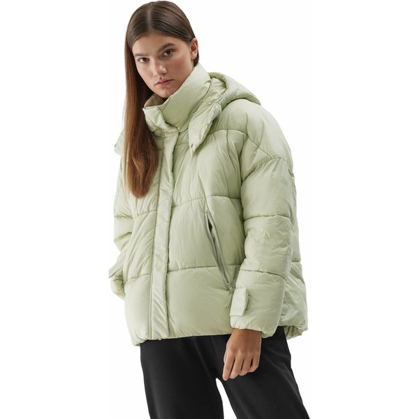 Kurtka puchowa damska 4FAW23TDJAF231 4F - jasna zieleń