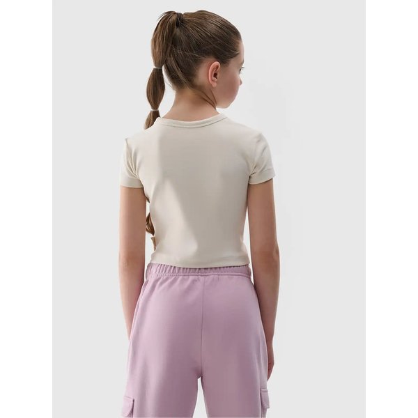 Koszulka dziewczęca TTSHF1852 4F - kremowy