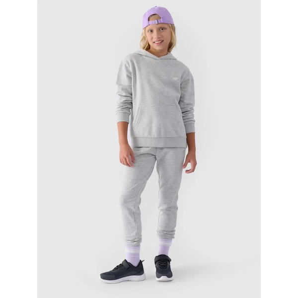 Bluza dziewczęca 4FJWMM00TSWSF1316 4F - chłodny jasny szary melanż