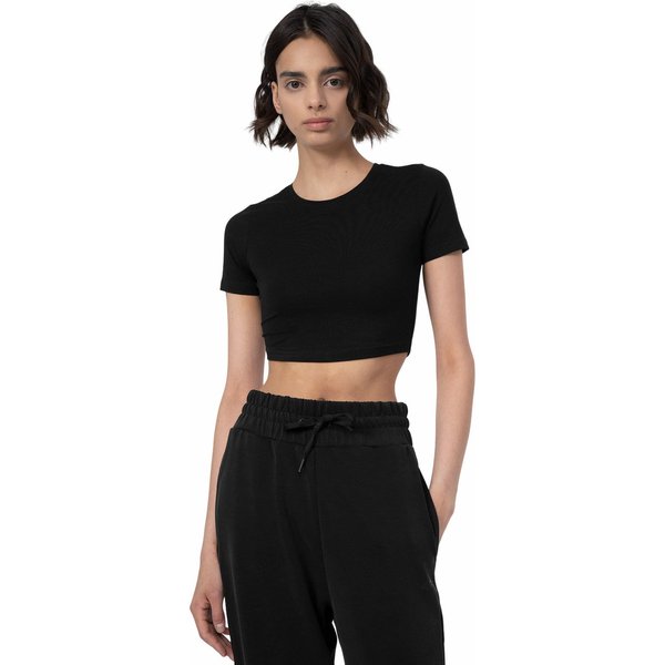 Koszulka, crop-top damski 4FSS23TTSHF345 4F - czarna