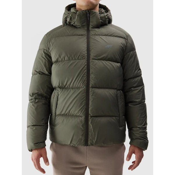 Kurtka puchowa męska TDJAM513 4F - oliwkowy