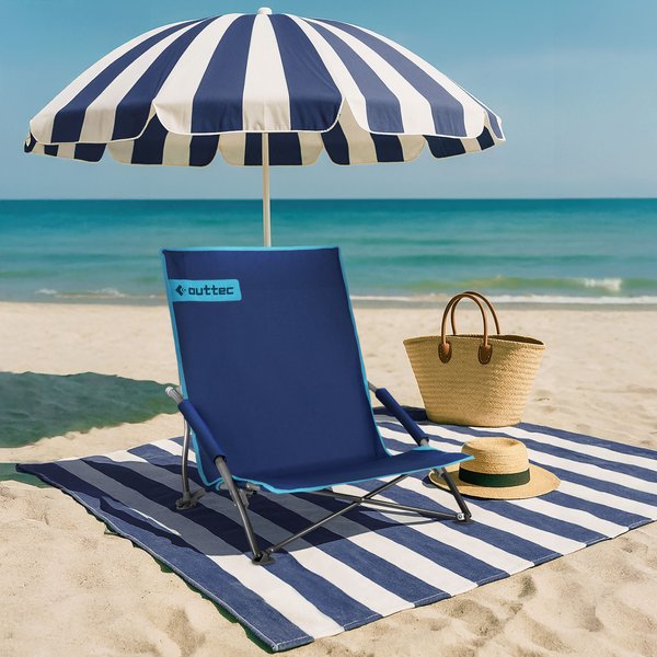 Krzesło turystyczne leżak Outtec WYPRZEDAŻ - granatowe