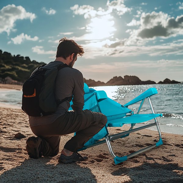 Krzesło plażowe z funkcją leżaka Sun Flex 2w1 Outtec - turkusowe
