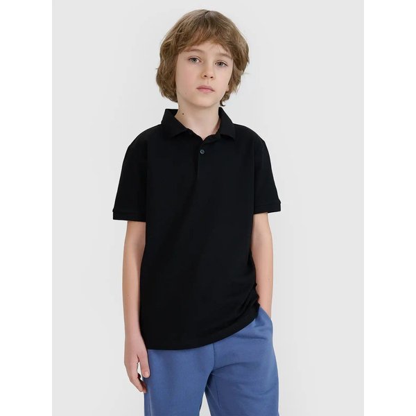 Koszulka chłopięca polo TPTSU513 4F - głęboka czerń