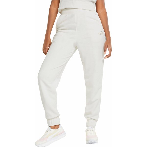 Spodnie dresowe damskie ESS+ Embroidery High-Waist Puma - białe