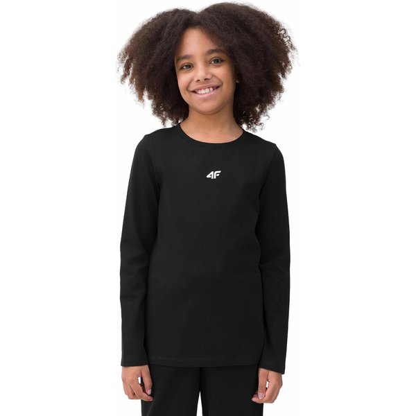 Longsleeve dziewczęcy 4FJSS23TLONF056 4F - czarna
