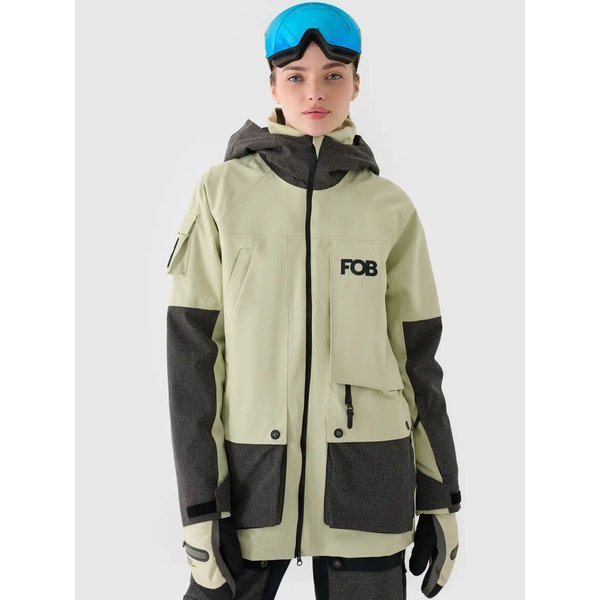 Kurtka snowboardowa damska TTJAF587 4F - oliwkowy