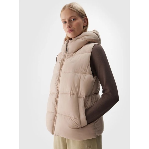 Kamizelka puchowa damska TVJAF141 4F - beż