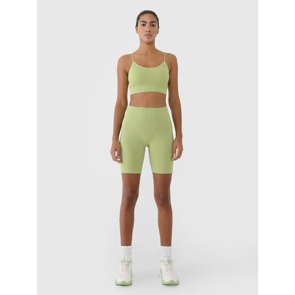 Legginsy, kolarki bezszwowe damskie TFSTF014 4F - jasna zieleń