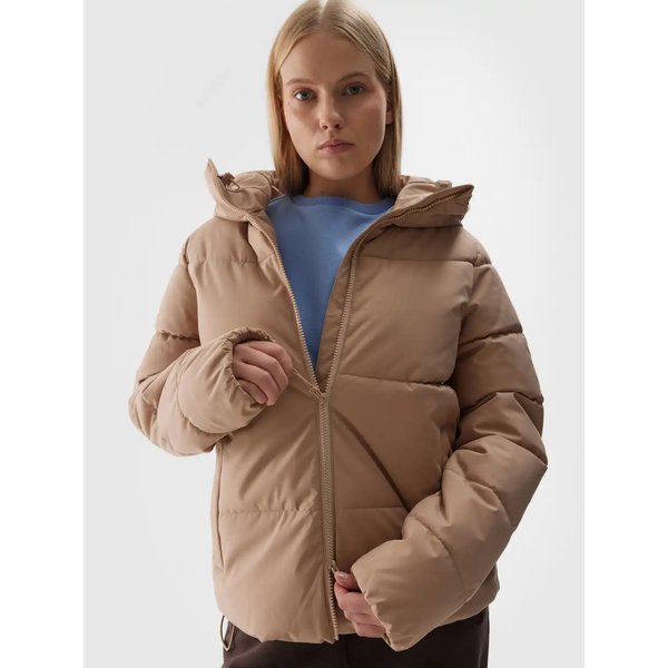 Kurtka puchowa damska TDJAF473 4F - beż