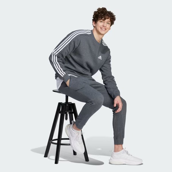 Bluza męska Essentials Fleece 3-Stripes Adidas - ciemnoszara