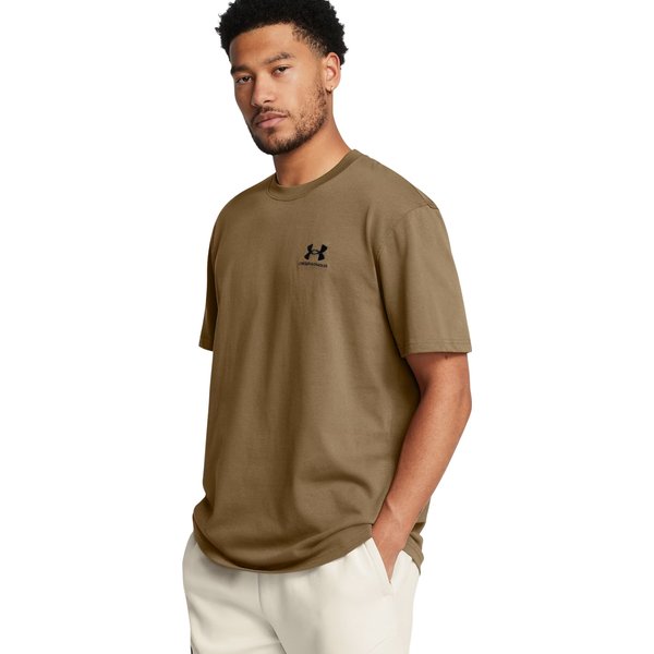 Koszulka męska Logo Embroidered Heavyweight Under Armour - Coyote/Black