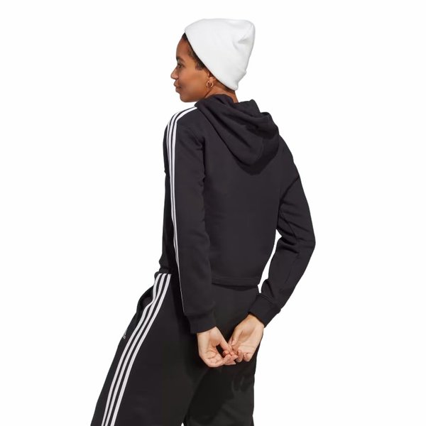 Bluza damska Essentials 3-Stripes French Terry Crop Hoodie Adidas - czarna