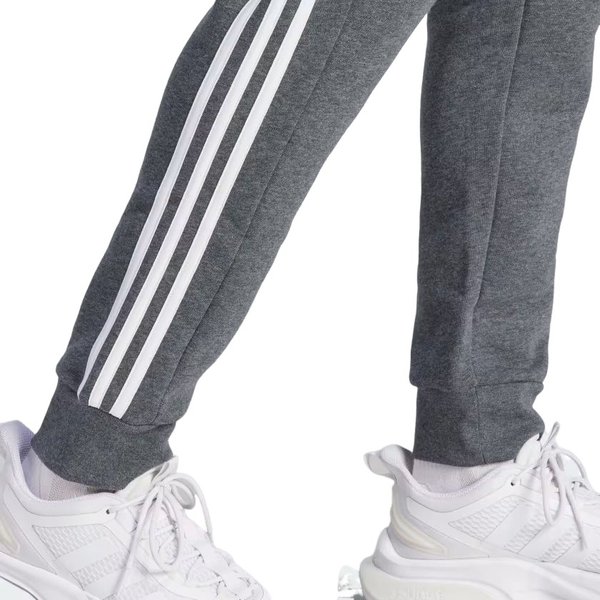 Spodnie dresowe męskie Essentials Fleece 3-Stripes Tapered Cuff Adidas - ciemny szary