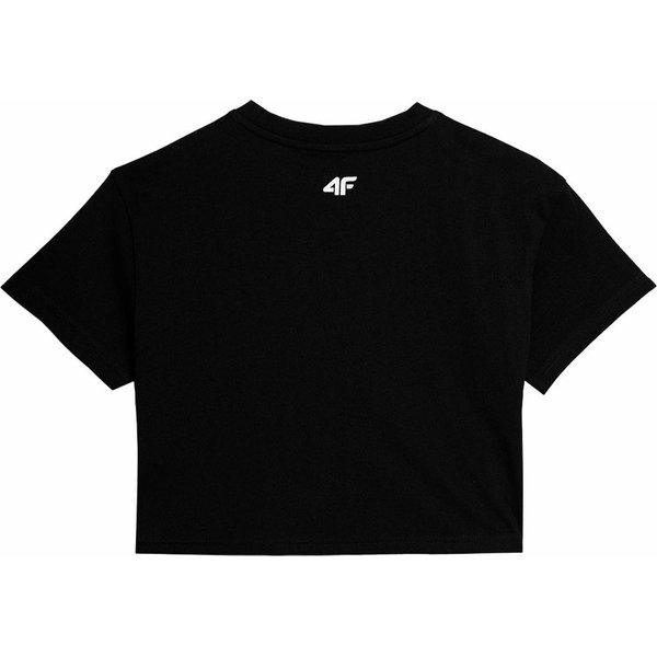 Koszulka dziewczęca crop top 4FJSS23TTSHF393 4F - czarna