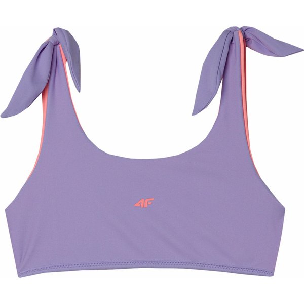 Strój kąpielowy dziewczęcy dwustronny 4FJWSS24UBKSF024 4F - Łososiowy neon