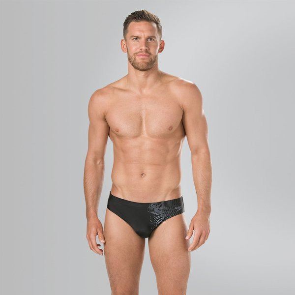 Slipy pływackie męskie Placement 7cm Brief Speedo - czarno-szare
