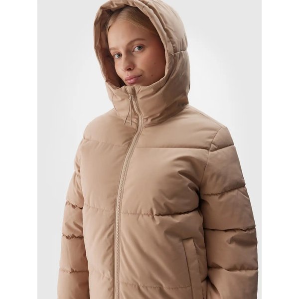 Kurtka puchowa damska TDJAF473 4F - beż