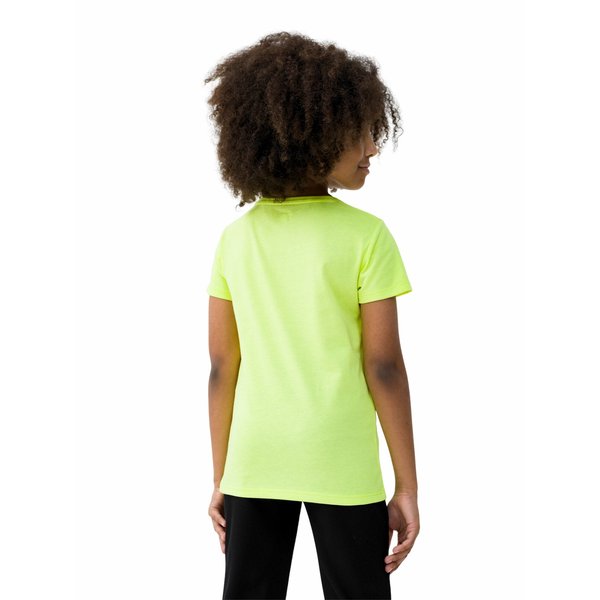 Koszulka dziewczęca 4FJWSS24TTSHF1152 4F - jasny żółty neon