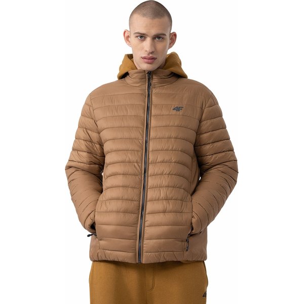Kurtka puchowa męska 4FAW23TDJAM239 4F - jasny brąz