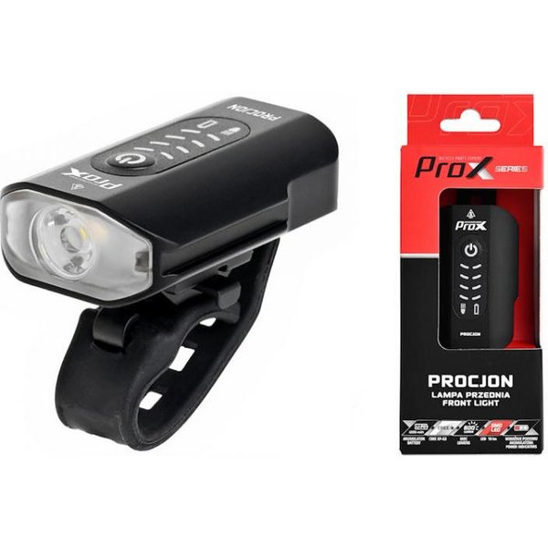 Lampa rowerowa przednia Procjon 600lm, 1200mAh USB-C Prox