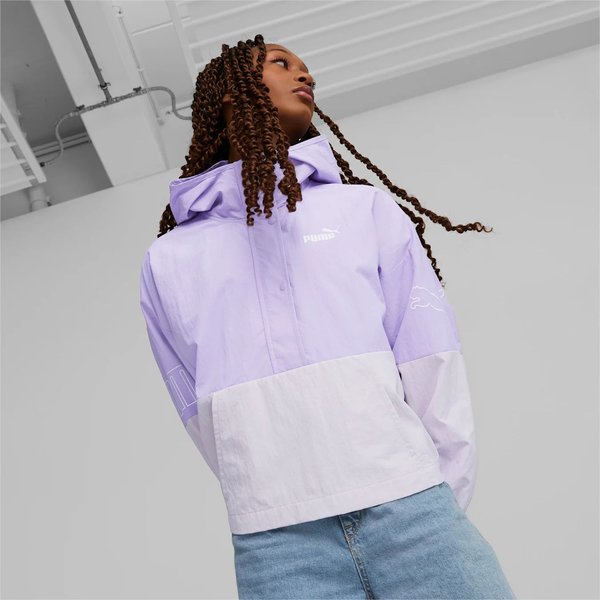 Kurtka damska Power Hooded 1/2 Zip Windbreaker Puma - fioletowa