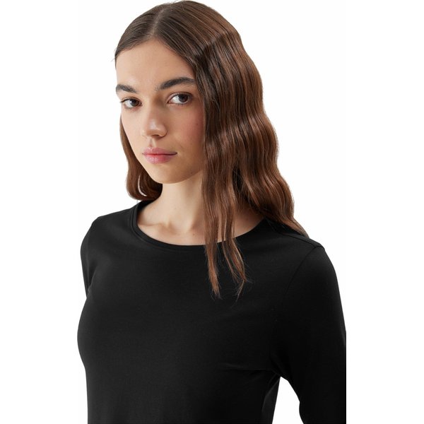Longsleeve damski 4FWSS24TLONF218 4F - głęboka czerń