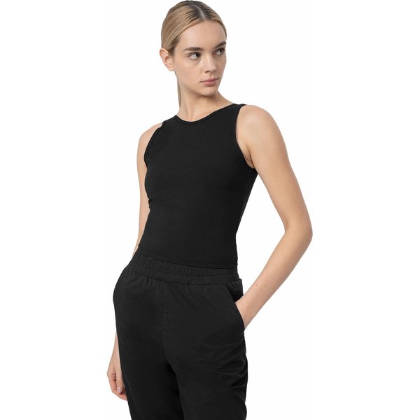 Bezrękawnik, crop-top damski 4FSS23TTSHF716 4F - czarny