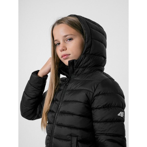 Kurtka dziewczęca HJZ22 JKUDP001 4F - czarna