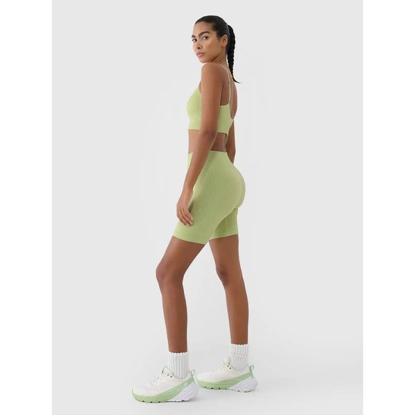 Legginsy, kolarki bezszwowe damskie TFSTF014 4F - jasna zieleń