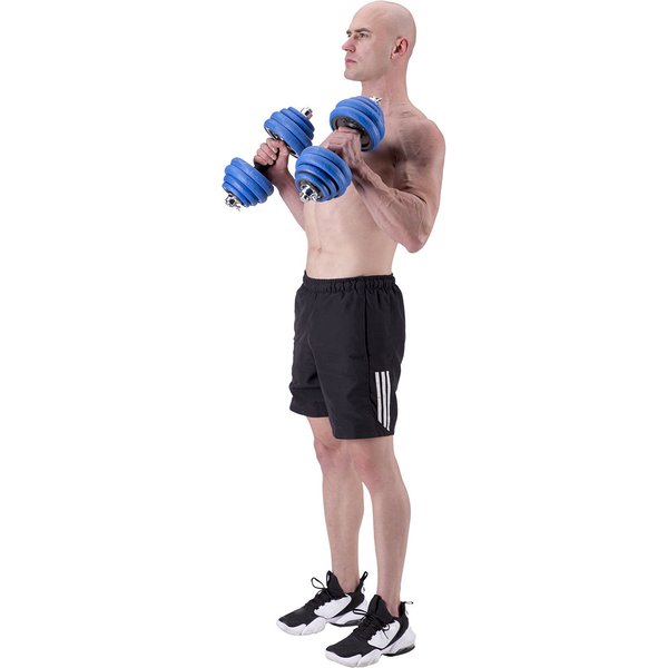 Hantle żeliwne ogumowane ze sztangą 2x15kg HMS