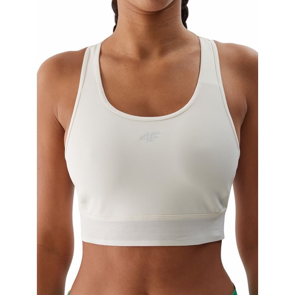Biustonosz sportowy damski 4FWSS24TFTSF705 4F - złamana biel