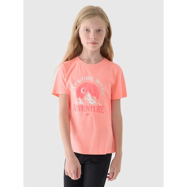 Koszulka dziewczęca TTSHF1548 4F - łososiowy neon