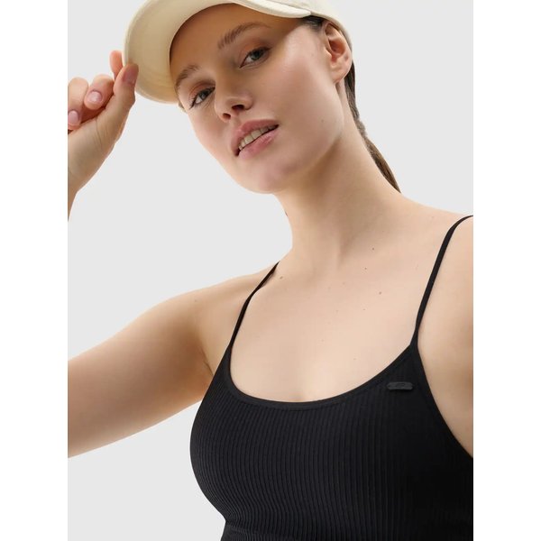 Biustonosz sportowy bezszwowy damski USBAF151 4F - głęboka czerń