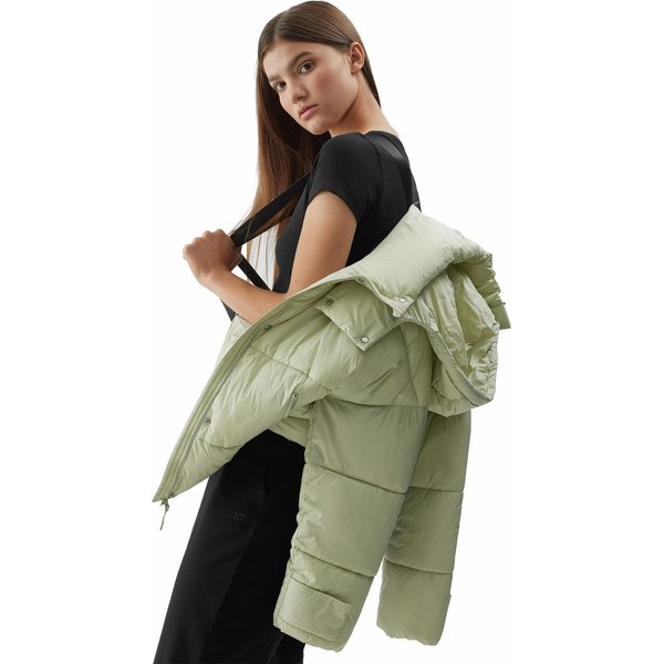 Kurtka puchowa damska 4FAW23TDJAF231 4F - jasna zieleń