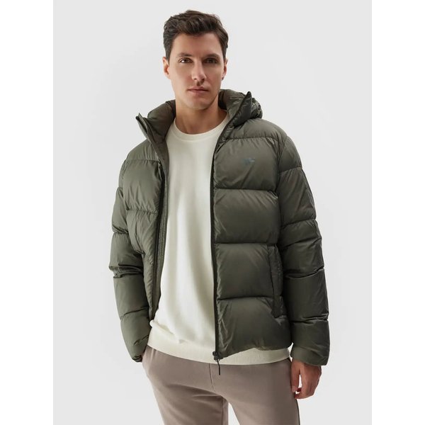 Kurtka puchowa męska TDJAM513 4F - oliwkowy