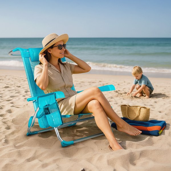 Krzesło plażowe z funkcją leżaka Sun Flex 2w1 Outtec - turkusowe