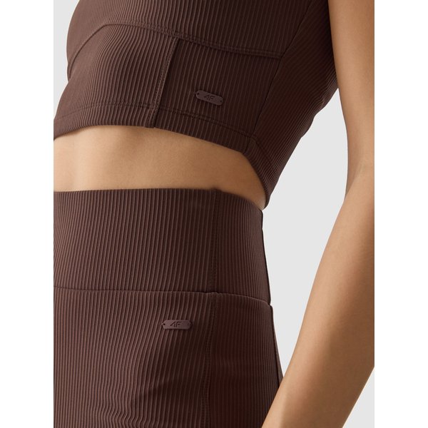 Bezrękawnik, crop top damski 4FWSS24TSLEF072 4F - ciemny brązowy