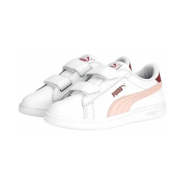 Buty Smash 3.0 L V PS Jr Puma - białe/różowe