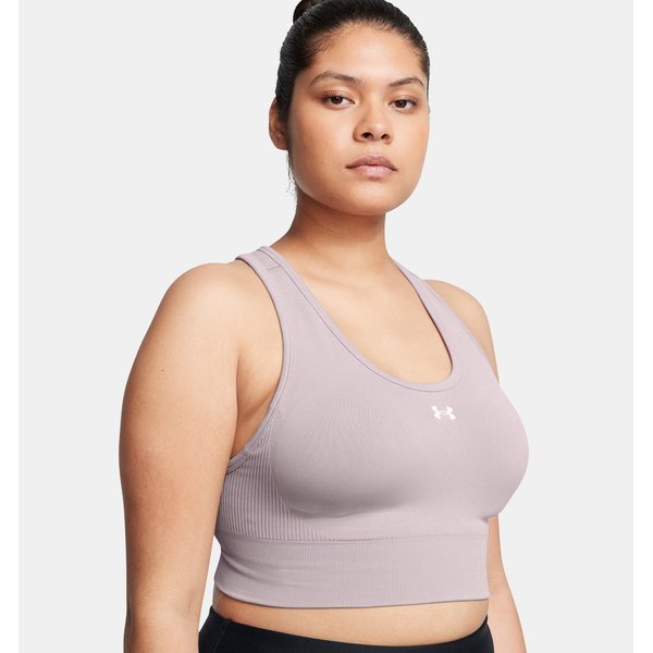 Biustonosz sportowy damski Vanish Seamless Mid Bra Under Armour - beż