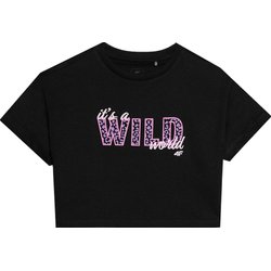 Koszulka, crop top dziewczęcy 4FJWSS24TTSHF1144 4F - głęboka