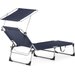 Leżak, łóżko plażowe z daszkiem Outtec - granatowy