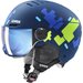 Kask narciarski juniorski Rocket Visor Uvex - blue puzzle mat