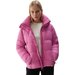 Kurtka puchowa damska z odpinanymi rękawami TDJAF470 2w1 4F - różowy