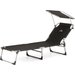 Leżak, łóżko plażowe z daszkiem Outtec - czarny