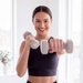 Zestaw hantli neoprenowych na stojaku Gymtek - beż