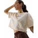 Koszulka, crop top damski 4FWSS24TTSHF1357 4F - kremowy