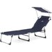 Leżak, łóżko plażowe z daszkiem Outtec - granatowy