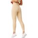 Legginsy bezszwowe damskie Rib Seamless Carpatree - Double Cream Yellow